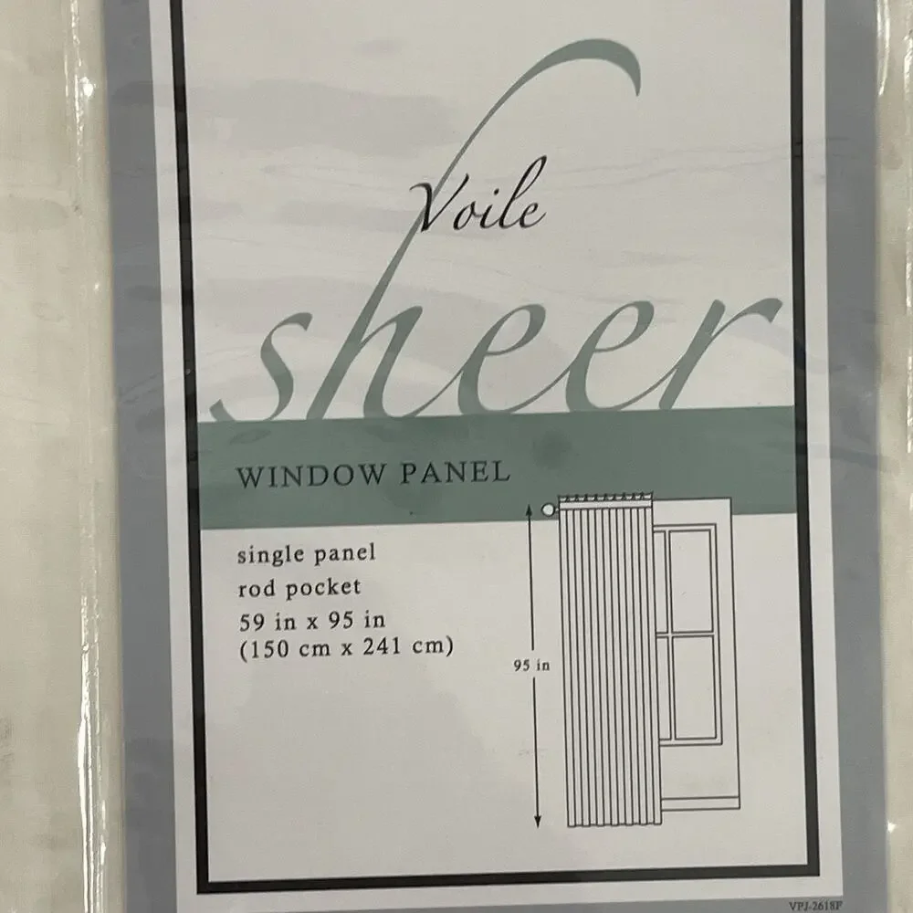 NWT 2 Bed Bath & Beyond Voile Sheer Curtain Panels Rod Pocket Solid Ivory 59x95